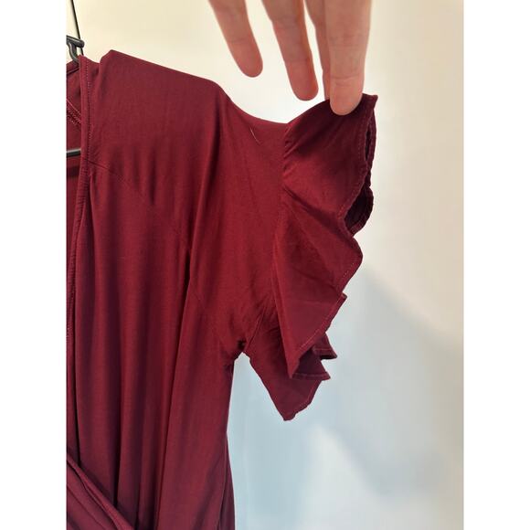 Michael Stars Womens Jumpsuit Size XS Maroon Ruffled Rialto Short sleeve NWT - Picture 6 of 8